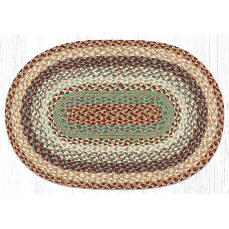 EarthRugs Oval Braided Buttermilk/Cranberry Area Rug & Reviews Wayfair